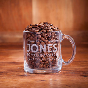 Jones Coffee Glass Mug